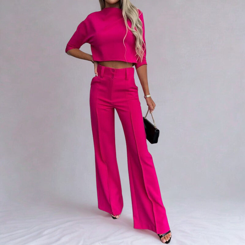 Amelie | Tailored Two-Piece Set | Crop Top & Flared Pants