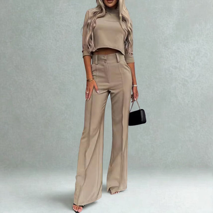 Amelie | Tailored Two-Piece Set | Crop Top & Flared Pants